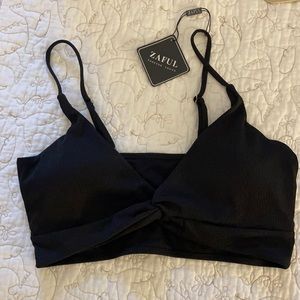 Black ribbed bikini top